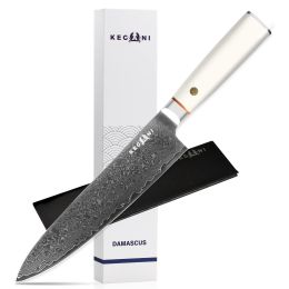 Kegani Chef's Knife - 8 Inch Professional Damascus Chef Knife, 67 Layers Japanese VG-10 Damascus High Carbon Kitchen Cooking Knife Ultra-Sharp Knives-