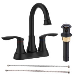 2 Handles 4-inch Pop-up Bronze Bathroom Faucet