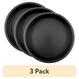 (3 pack) Nonstick Steel 9" x 9" Round Cake Pan, Dark Gray