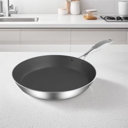 SOGA Stainless Steel Fry Pan 26cm Frying Pan Induction FryPan Non Stick Interior
