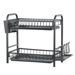 VEVOR 2 Tier Dish Drying Rack Dish Drainer Carbon Steel Kitchen Utensil Holder