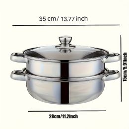 High Quality Stainless Steel Steamer Set - Double-layer Thickened Design, Suitable For Induction Cookers And Gas Stoves - Perfect For Cooking And