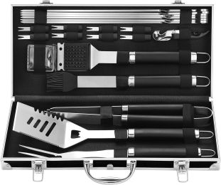 Grilljoy BBQ Accessories Grill Tools Set - 22PCS Stainless Steel Barbecue Grill Accessories For Outdoor Grill With Black Aluminum Case - Grilling Gift (Option: Black-Grilljoy-Stainless Steel)