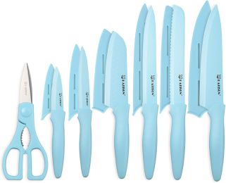 13 Piece Blue Non-Stick Stainless Steel Boxed Knives Set (Option: Style1)