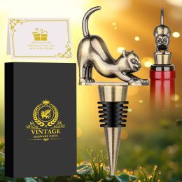 Elegant Upturned Cat Shaped Red Wine Stopper Set With Metallic Luster Bottle Stopper Gift Box, High-end Accessories For Wine Enthusiasts, A Must-have (Option: Bronze)