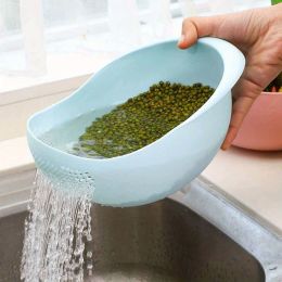 1pc/2pcs/3pcs Multi-Functional Kitchen Washing Basket Basin - Drain Water, Wash Rice, Perfect For Cleaning Vegetables And Fruits (Color: Nordic blue)