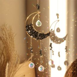 1pc Rainbow Maker Crystal Suncatcher - Enhance Your Home Decor with Aquamarine, Amethyst, and Obsidian - Perfect for Garden, Yard, Bedroom, Balcony (Color: Obsidian)