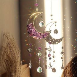1pc Rainbow Maker Crystal Suncatcher - Enhance Your Home Decor with Aquamarine, Amethyst, and Obsidian - Perfect for Garden, Yard, Bedroom, Balcony (Color: Amethyst)