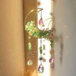 1pc Rainbow Maker Crystal Suncatcher - Enhance Your Home Decor with Aquamarine, Amethyst, and Obsidian - Perfect for Garden, Yard, Bedroom, Balcony (Color: Green Dongling)