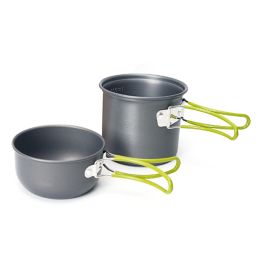 2 In 1 Outdoor Camping Cookware Picnic Portable Pot (Type: Camping Cookware, Color: Green Handle)