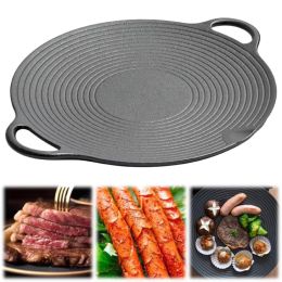 Outdoor Non-Stick Frying Pan Uncoated Teppanyaki cast iron Pot (Pot Diameter: 35cm, Color: As Pic Show)