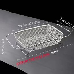 Expandable Stainless Steel Kitchen Sink Drain Basket - Adjustable Dish, Bowl & Cutlery Washing Rack with Space-Saving Design, Drains Forks, Knives (Capacity: medium)
