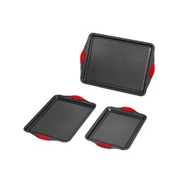Nonstick Baking Pan Set 3-Piece for Household Cooking (Type: Bakeware, Color: Black & Red)